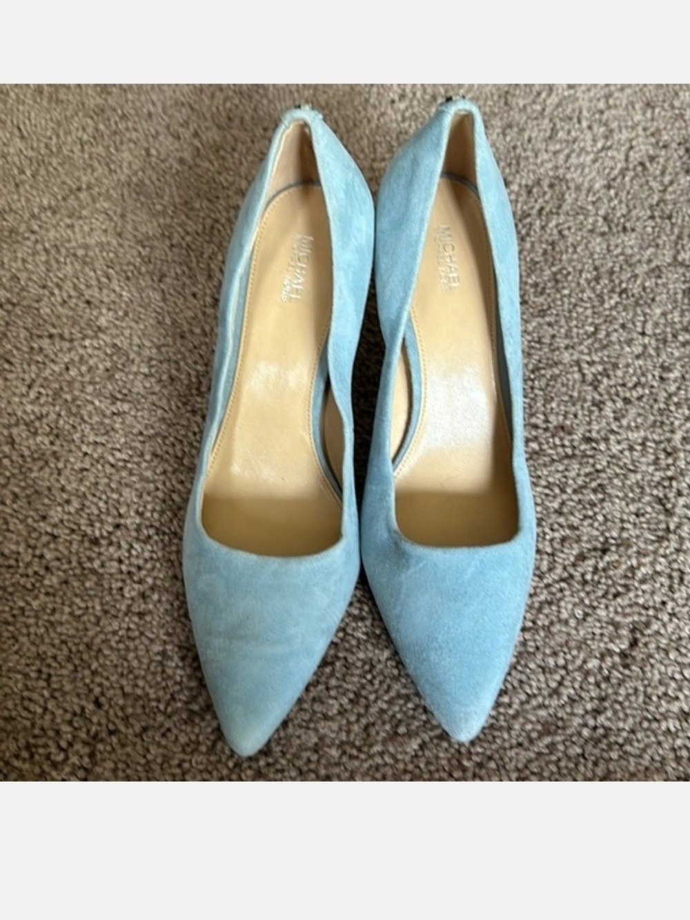 MICHAEL Michael Kors Light Blue Suede Pointed-Toe Pumps